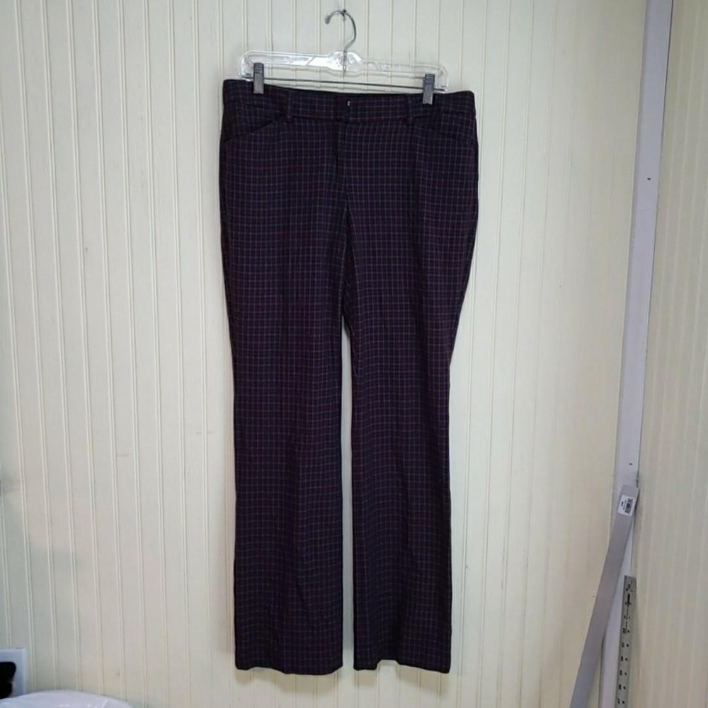 Express‎ Dress Pants Womens 10R Red Tweed Editor Check Lined Stretch Workwear